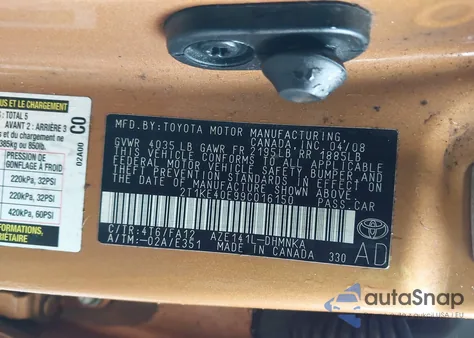 2009 Toyota Matrix S from USA, damaged, VIN 2T1KE40E99C016150